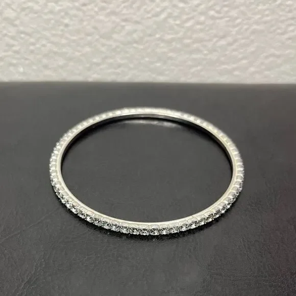 Diamond Bracelet Bangle Women’s Jewelry Silver Grey White Stone Costume… - Picture 5 of 8